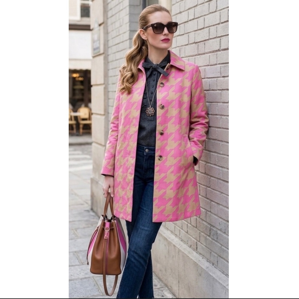 NWT Isaac Mizrahi Houndstooth Trench Coat
